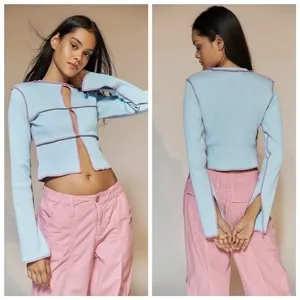 Y2K‎ The Ragged Priest Urban Outfitters Women's Blue Y2K Cutout Ribbed Top Sz 14 thumbnail 2