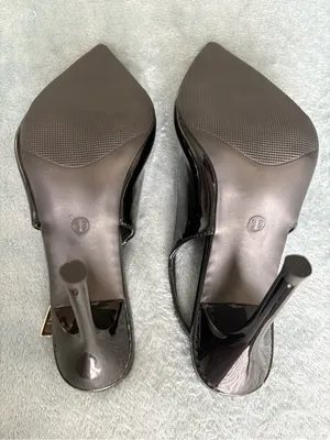 Geeyea Black Patent Slingback Stiletto Heels Pointed Toe EU 36 New thumbnail 8