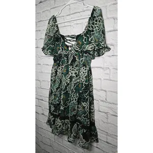 NWT Band Of The Free Maisie floral boho mini dress green medium. thumbnail 3