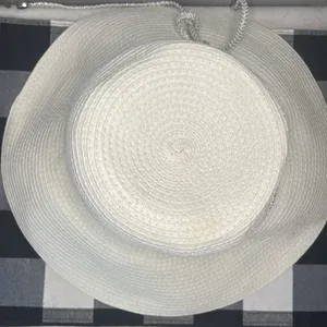 Disney Parks White Sun Hat with‎ Sorcerer Mickey Charm and 2017 Charm. thumbnail 4