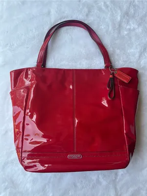 Coach Red Patent Leather Shoulder Tote thumbnail 1