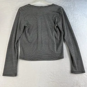 A Byer Vintage Y2K 90s Large Cardigan Single Button Metallic Striped Black White USA thumbnail 10
