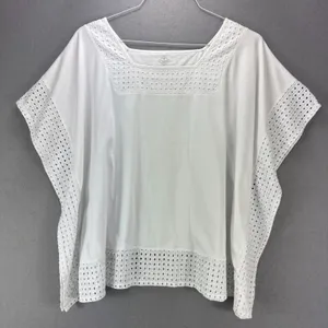 St. Johns Bay Top Women's 2X Plus White Tee Shirt Boho Cottagecore Hippie Beach thumbnail 2