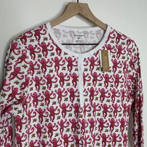 Roller Rabbit Monkey Pajama Top Pink Womens Medium New thumbnail 8