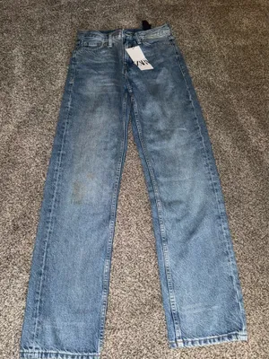 Zara Straight Leg Blue Denim Jeans Size 2 thumbnail 1