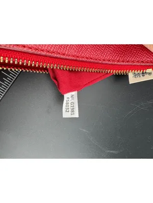 Coach Red Leather Wristlet Pouch with Gold Logo thumbnail 7