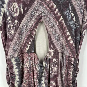 Free People Jasmine Boho Ruched‎ Bodycon Dress Soft Purple Floral Print Keyhole thumbnail 12