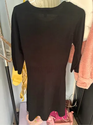 Black Knit Fit-and-Flare Dress thumbnail 3