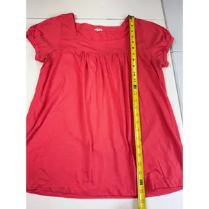 J Crew Coral Square Neck Short Sleeve Blouse Top Basic Casual Everyday M‎ thumbnail 4