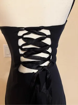 VTG Renuar Chic Strapless Peekaboo Florals Grunge Glam Gothic Whimsygoth dress thumbnail 5