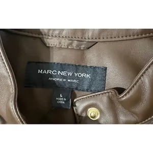 Marc New‎ York Jacket Faux Leather Quilted Dark Earth Moto Biker Large thumbnail 3