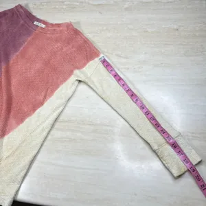 We The Free Free People Colorblock Thermal Waffle Knit Top Plum Coral Small thumbnail 9