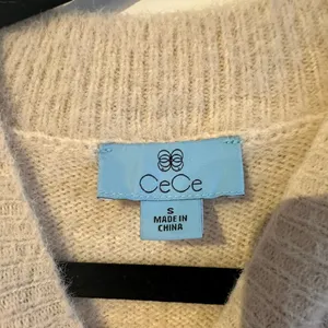 CeCe Almond Colored Fuzzy Short Sleeve Sweater thumbnail 5