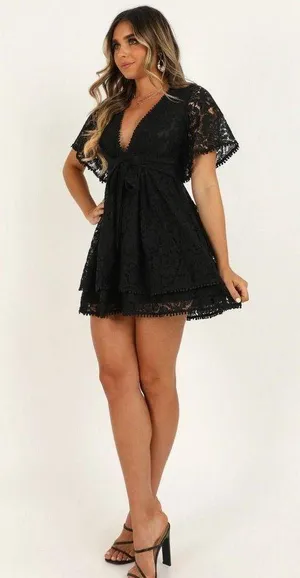 Showpo Black Lace Dress thumbnail 1