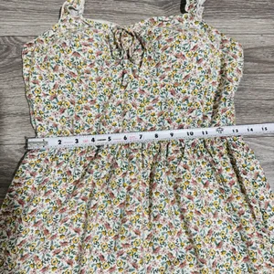 AUW L Green Floral Smocked Tie-Front Ruffle Strap Slit Midi‎ Dress Padded Bra thumbnail 11
