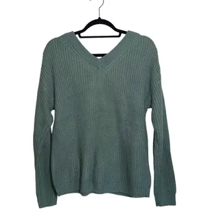 Maurices Teal Green Button V-neck Knit Henley Sweater thumbnail 5