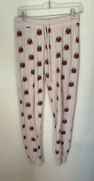 AEO American Eagle Panda PJ Pants Size M Pink thumbnail 1