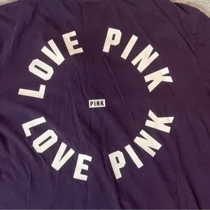 Victoria's Secret PINK Purple Lace Up V Neck Logo T Shirt Y2K‎ Size Small Lounge thumbnail 5