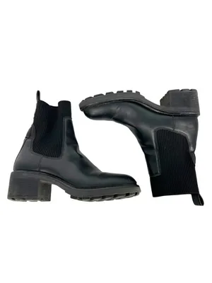 Steve Madden Kiley Black Leather Knit Block Heel Ankle Boots Size 9 thumbnail 5