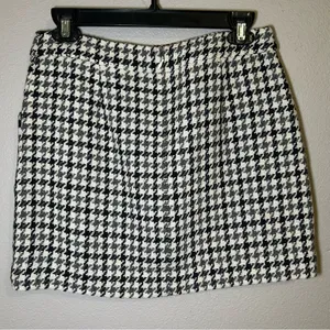 J. Crew Black & White Wool Houndstooth Tweed Mini Skirt Women’s Size XS 2 thumbnail 5