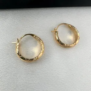 Polished Metal Texture Gold Hoop Earrings for Women thumbnail 5