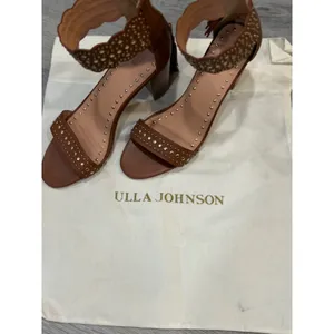 Ulla Johnson Studded Leather Block Heel Sandals Brown EU 37 US 7 Tassel Zip thumbnail 2