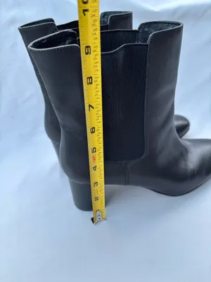 J.Crew Leather Chelsea Ankle Boots Black Block Heel Almond/Rounded Toe Size 9.5 thumbnail 4