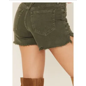 Free People Makai Cut Off Denim Shorts in Olive Size‎ 24 NWT thumbnail 5