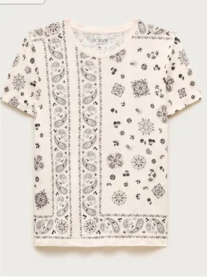 J.Crew New relaxed linen T-shirt in bandana print thumbnail 1