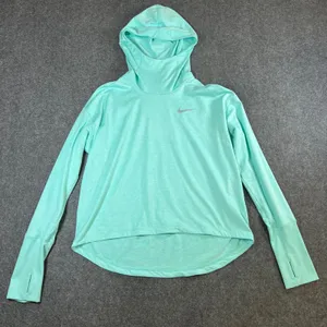 Nike‎ Running Dri-FIT Mint Green Heathered Cowl Neck Hoodie Thumbholes Womens M thumbnail 1
