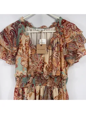 Blu Pepper Paisley Flutter Sleeve Maxi Dress M NWT thumbnail 2