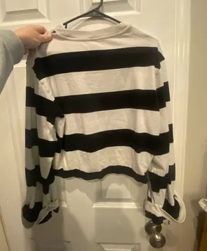 H&M Striped Black & White Long Sleeve Top thumbnail 1