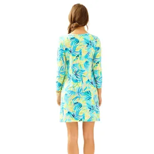 Lilly Pulitzer Devon Serenity Dress Medium Mini Tunic Tropical Hawaii Green Blue thumbnail 2