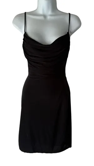 2‎ Saints Black S Bodycon Mini Dress Spaghetti Straps Open Back Grunge Going Out thumbnail 1