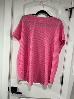 Andree By unit waffle knit top in Pink thumbnail 6