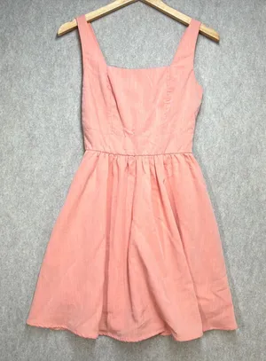 Women XS Fairycore Peach Cottagecore Boho Square Neck Coquette Mini Dress mi ami thumbnail 1