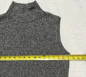 Dana Buchman Grey & Black Sleeveless Turtleneck Knit Top - Size L thumbnail 5