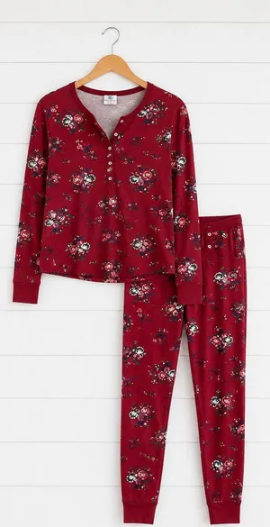 Hanna Andersson women’s floral organic cotton pajama set size S/M thumbnail 2