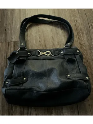 VTG Y2K Black Horsebit Hardware Shoulder Bag Genuine Leather thumbnail 2