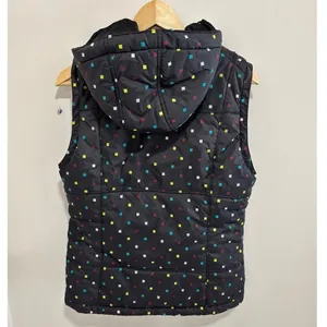 Burton Dryride‎ Puffer Vest Womens Medium Black Multicolor Square Print Hooded thumbnail 3