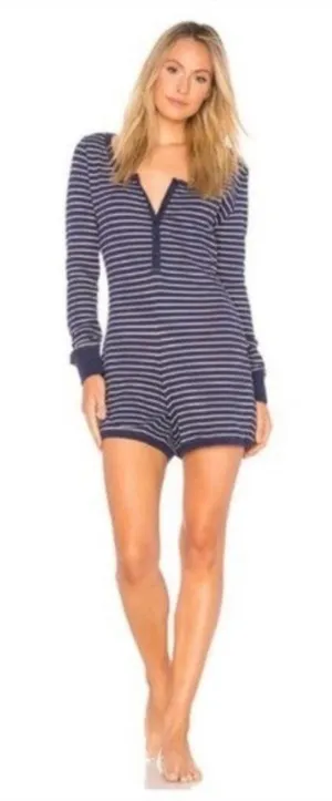 NWT PLUSH Thermal Pj Romper In Navy/cream‎ Small thumbnail 1
