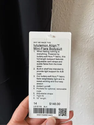 Lululemon Align Mini Flare Bodysuit Jumpsuit Size 14 Black Neutral Sporty thumbnail 6