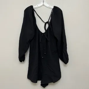 ASOS Design Long Sleeve Romper Romper with Bead Detailing in BLACK Sz 10 thumbnail 5