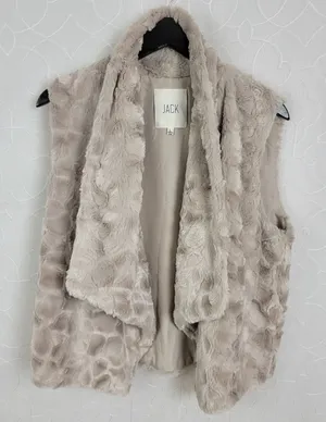 Jack by BB Dakota Elektra Vest Womens Large Tan Faux Fur Foldover Collar Lined thumbnail 1