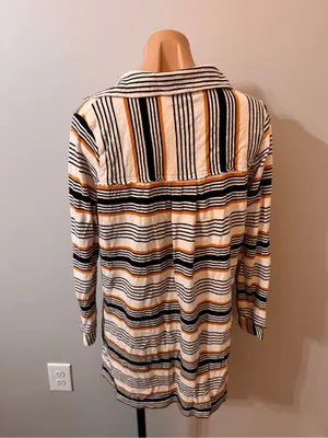 Free People Beach Breaker Tunic Stripe Ivory Black XS thumbnail 5