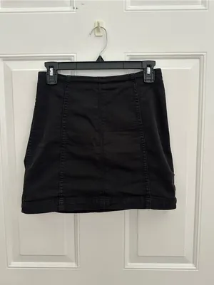 Free People Black Denim Mini Skirt - Women's Classic A-Line thumbnail 4