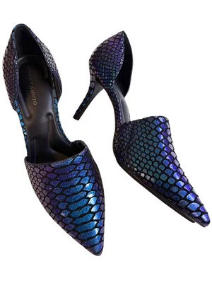 Like New Vince Camuto Leather Iridescent Embossed D’Orsay Heels Size 7.5 thumbnail 1