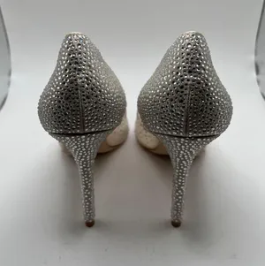 NWB badgley mischka size 8.5 heel Weslee Crystal Embellished Evening Shoe bling thumbnail 8