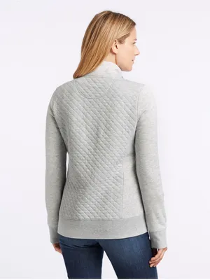 L.L. Bean Gray Quilted Quarter-Zip Pullover thumbnail 2