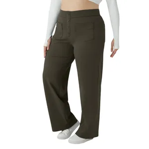 NWT Halara High Waist Button Straight‎ Leg Casual Pants Medium thumbnail 2